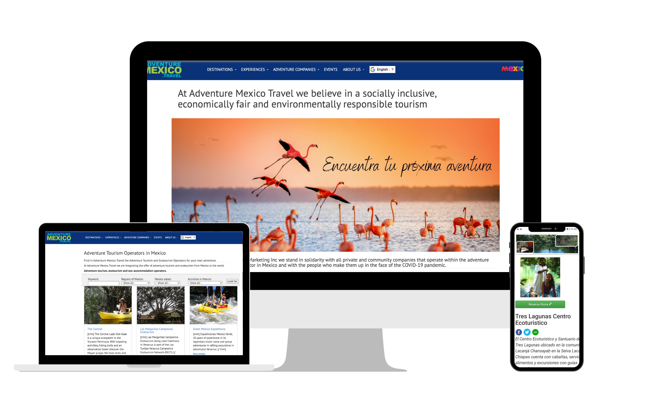 adventure mexico travel website mockup by amt marketing