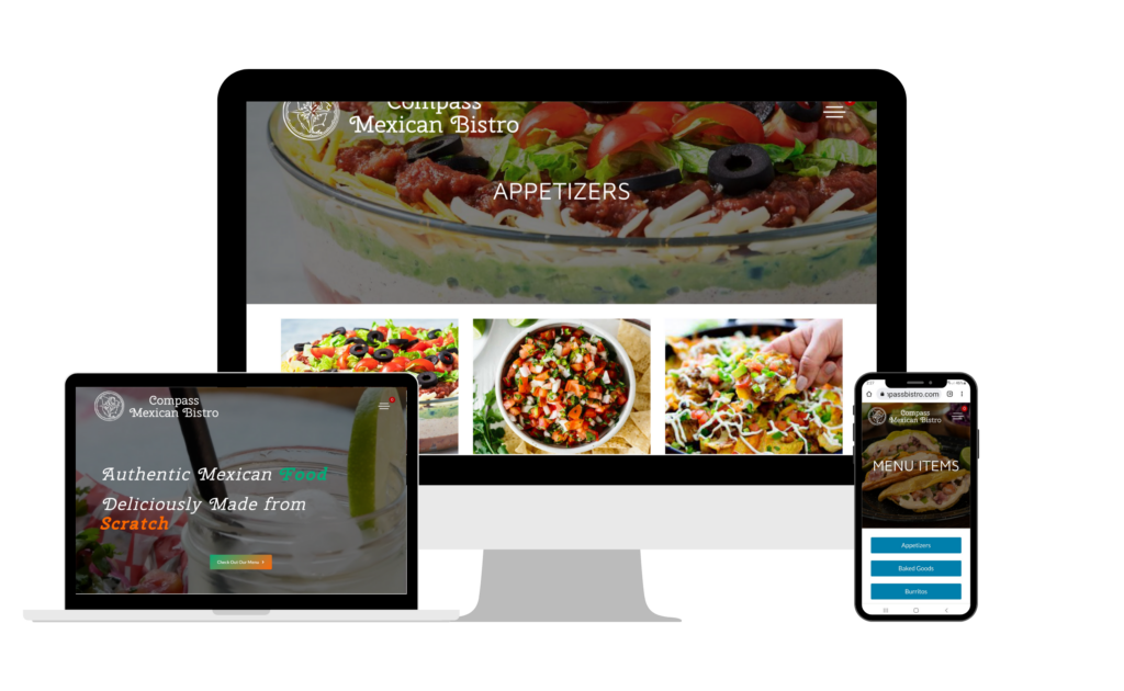 compass mexican bistro website mockup by amt marketing