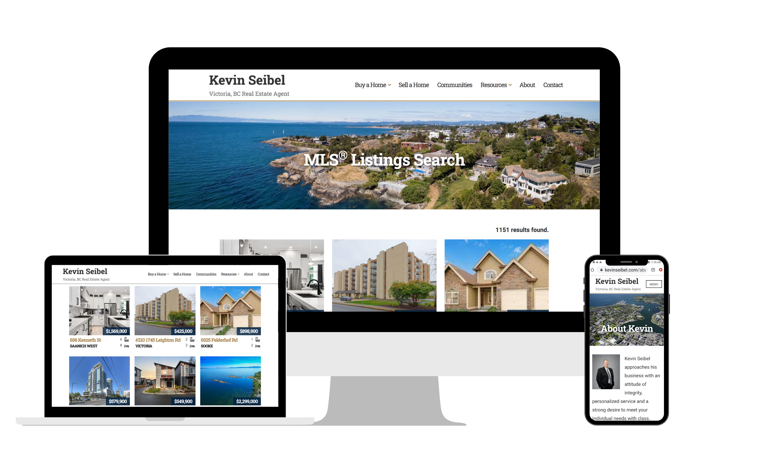 kevin seibel real estate website mockup by amt real estate